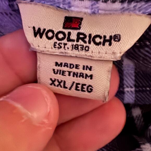 Woolrich Plaid Flannel Shirt XXL Purple Black Long Sleeve 100% Cotton - Picture 13 of 14